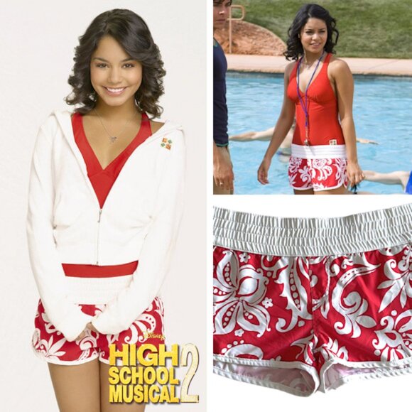 2000s Red and White Board Shorts ASO Gabriella Montez - Picture 1 of 7